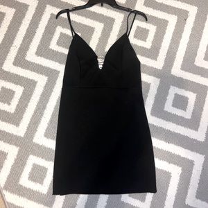 Black mini dress with rhinestone detailing